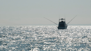Deep sea fishing boat on the ocean